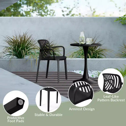 Ensemble de salle à manger d'extérieur WestinTrends Playa 5 pièces avec table carrée en résine et chaises de salle à manger de terrasse modernes empilables