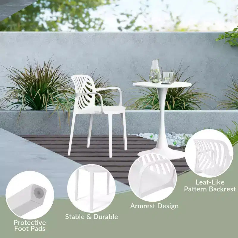 Ensemble de salle à manger d'extérieur WestinTrends Playa 5 pièces avec table carrée en résine et chaises de salle à manger de terrasse modernes empilables