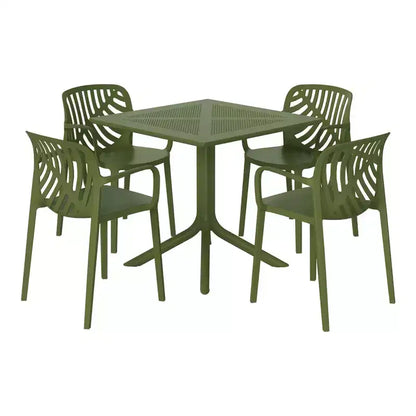 Ensemble de salle à manger d'extérieur WestinTrends Playa 5 pièces avec table carrée en résine et chaises de salle à manger de terrasse modernes empilables