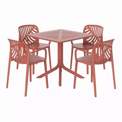 Ensemble de salle à manger d'extérieur WestinTrends Playa 5 pièces avec table carrée en résine et chaises de salle à manger de terrasse modernes empilables