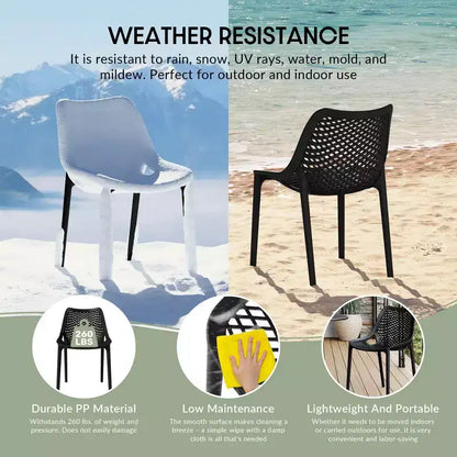 Set da pranzo da esterno moderno quadrato WestinTrends Playa 5 pezzi con sedie da esterno impilabili