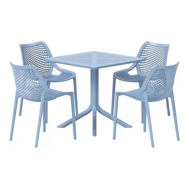 Set da pranzo da esterno moderno quadrato WestinTrends Playa 5 pezzi con sedie da esterno impilabili