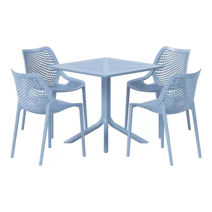 Set da pranzo da esterno moderno quadrato WestinTrends Playa 5 pezzi con sedie da esterno impilabili