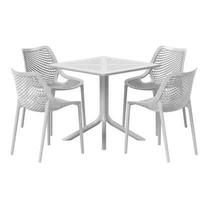 Set da pranzo da esterno moderno quadrato WestinTrends Playa 5 pezzi con sedie da esterno impilabili