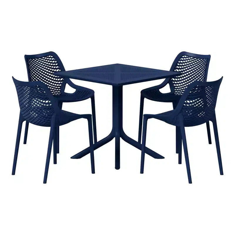 Set da pranzo da esterno moderno quadrato WestinTrends Playa 5 pezzi con sedie da esterno impilabili
