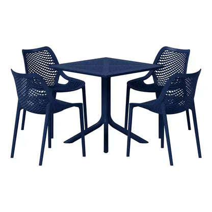 Set da pranzo da esterno moderno quadrato WestinTrends Playa 5 pezzi con sedie da esterno impilabili