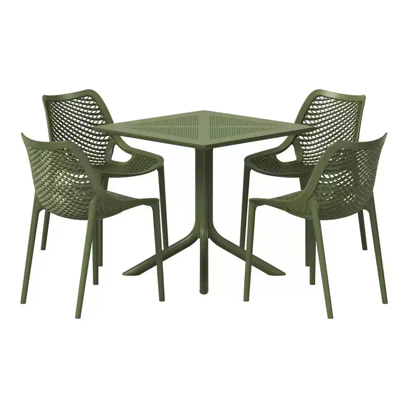 Set da pranzo da esterno moderno quadrato WestinTrends Playa 5 pezzi con sedie da esterno impilabili
