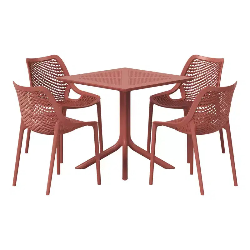 Set da pranzo da esterno moderno quadrato WestinTrends Playa 5 pezzi con sedie da esterno impilabili