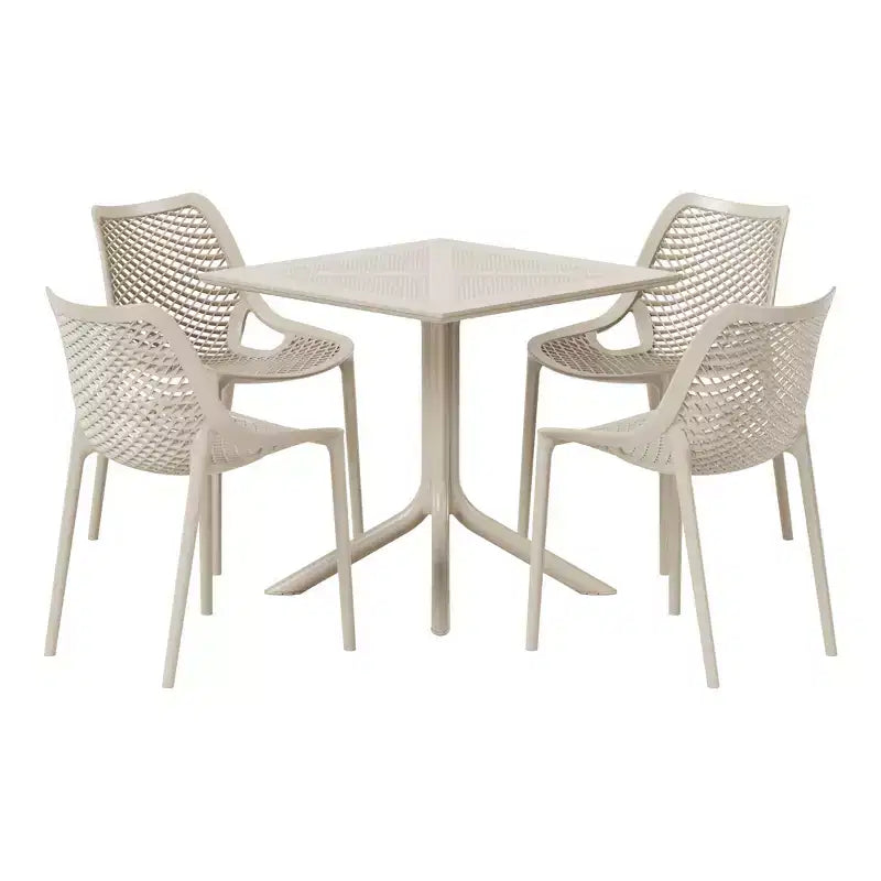 Set da pranzo da esterno moderno quadrato WestinTrends Playa 5 pezzi con sedie da esterno impilabili