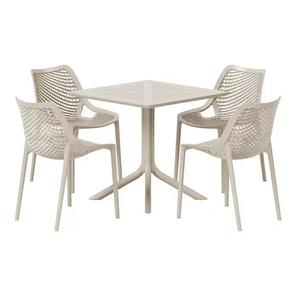 Set da pranzo da esterno moderno quadrato WestinTrends Playa 5 pezzi con sedie da esterno impilabili