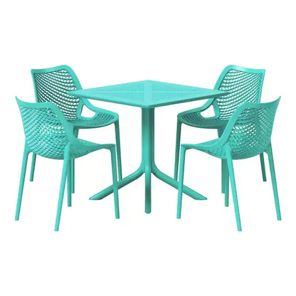 Set da pranzo da esterno moderno quadrato WestinTrends Playa 5 pezzi con sedie da esterno impilabili