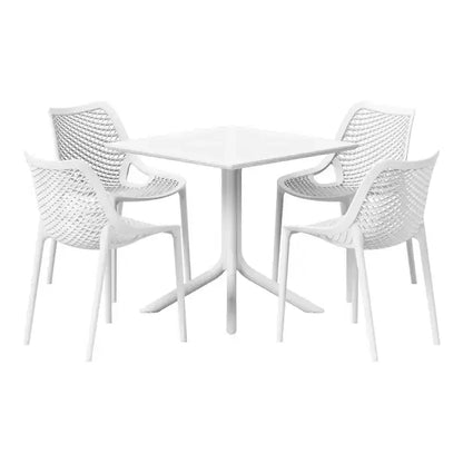 Set da pranzo da esterno moderno quadrato WestinTrends Playa 5 pezzi con sedie da esterno impilabili