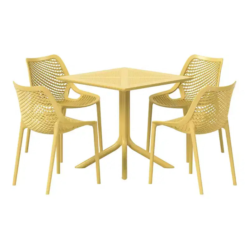Set da pranzo da esterno moderno quadrato WestinTrends Playa 5 pezzi con sedie da esterno impilabili