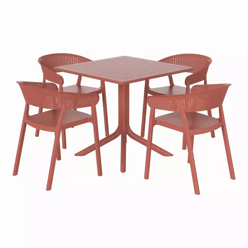 WestinTrends Playa Ensemble de salle à manger d'extérieur carré 5 pièces en résine avec chaises de salle à manger empilables