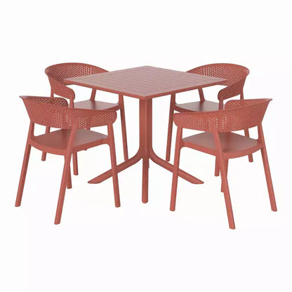 WestinTrends Playa Ensemble de salle à manger d'extérieur carré 5 pièces en résine avec chaises de salle à manger empilables