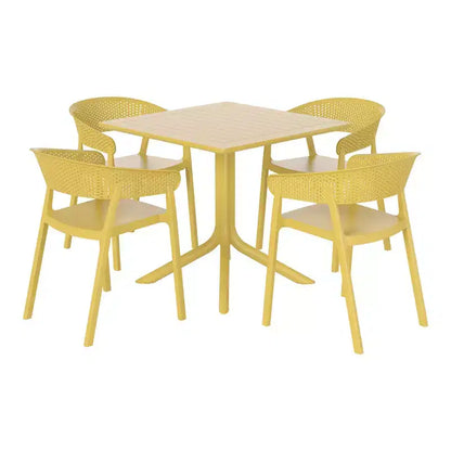 WestinTrends Playa Ensemble de salle à manger d'extérieur carré 5 pièces en résine avec chaises de salle à manger empilables