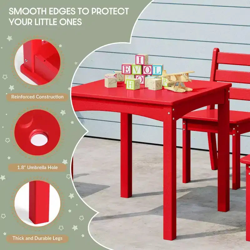 WestinTrends Casetta sull'albero Set Tavolo e Sedie per Bambini in HDPE, 5 Pezzi