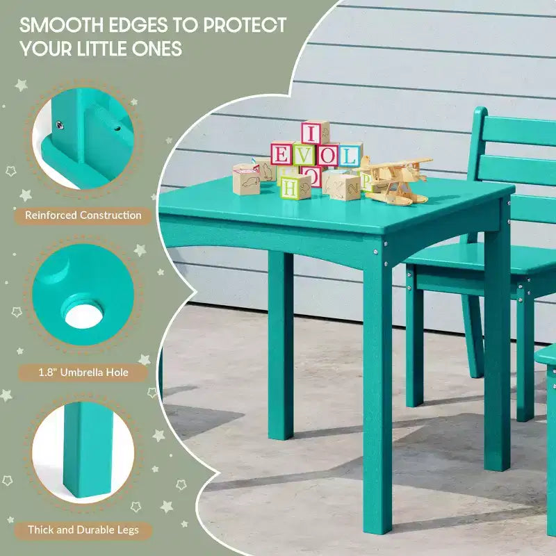 WestinTrends Casetta sull'albero Set Tavolo e Sedie per Bambini in HDPE, 5 Pezzi