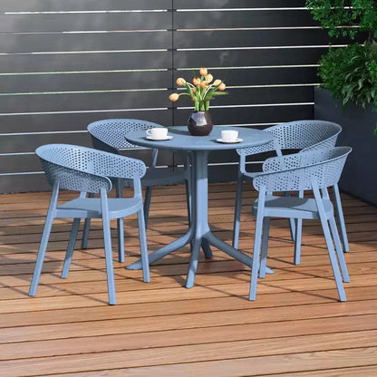 WestinTrends Playa, set da pranzo moderno da 5 pezzi, tavolo rotondo con sedie da pranzo impilabili per patio