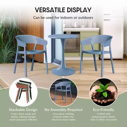 WestinTrends Playa, set da pranzo moderno da 5 pezzi, tavolo rotondo con sedie da pranzo impilabili per patio