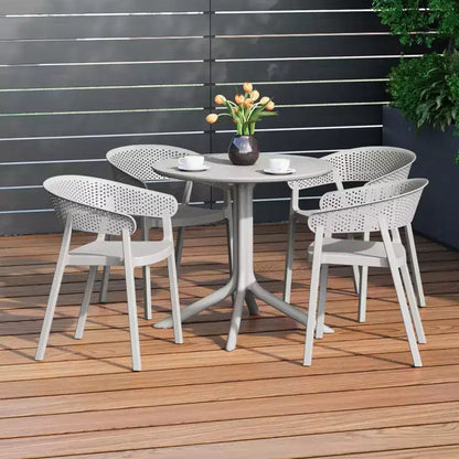 WestinTrends Playa, set da pranzo moderno da 5 pezzi, tavolo rotondo con sedie da pranzo impilabili per patio