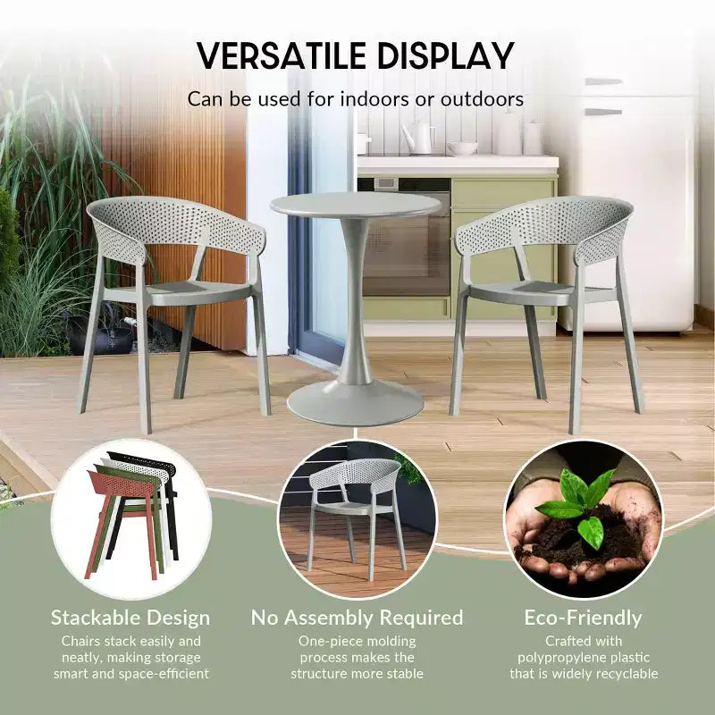 WestinTrends Playa, set da pranzo moderno da 5 pezzi, tavolo rotondo con sedie da pranzo impilabili per patio