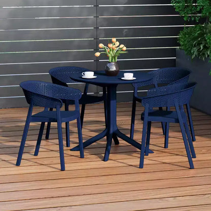 WestinTrends Playa, set da pranzo moderno da 5 pezzi, tavolo rotondo con sedie da pranzo impilabili per patio