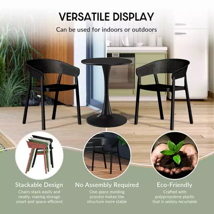WestinTrends Playa, set da pranzo moderno da 5 pezzi, tavolo rotondo con sedie da pranzo impilabili per patio