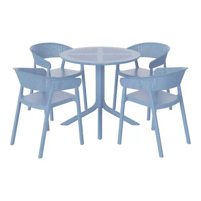 WestinTrends Playa, set da pranzo moderno da 5 pezzi, tavolo rotondo con sedie da pranzo impilabili per patio