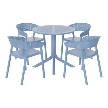 WestinTrends Playa, set da pranzo moderno da 5 pezzi, tavolo rotondo con sedie da pranzo impilabili per patio