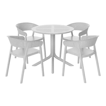 WestinTrends Playa, set da pranzo moderno da 5 pezzi, tavolo rotondo con sedie da pranzo impilabili per patio