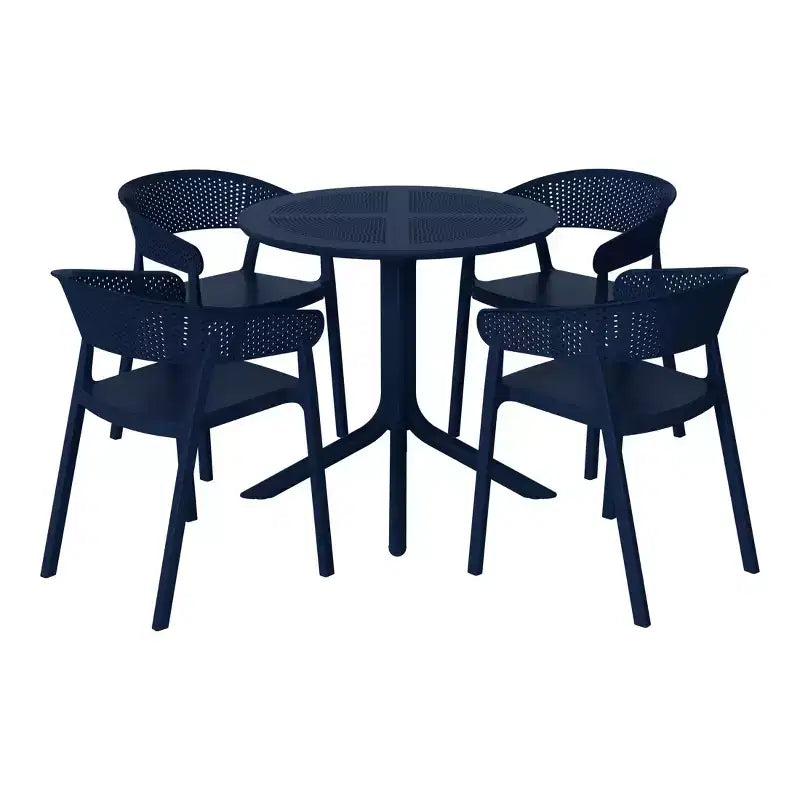 WestinTrends Playa, set da pranzo moderno da 5 pezzi, tavolo rotondo con sedie da pranzo impilabili per patio