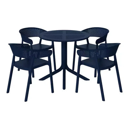 WestinTrends Playa, set da pranzo moderno da 5 pezzi, tavolo rotondo con sedie da pranzo impilabili per patio