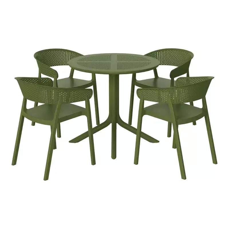 WestinTrends Playa, set da pranzo moderno da 5 pezzi, tavolo rotondo con sedie da pranzo impilabili per patio