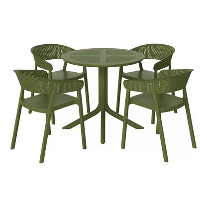 WestinTrends Playa, set da pranzo moderno da 5 pezzi, tavolo rotondo con sedie da pranzo impilabili per patio