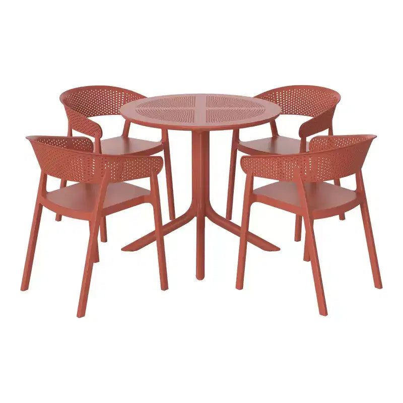 WestinTrends Playa, set da pranzo moderno da 5 pezzi, tavolo rotondo con sedie da pranzo impilabili per patio