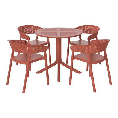 WestinTrends Playa, set da pranzo moderno da 5 pezzi, tavolo rotondo con sedie da pranzo impilabili per patio