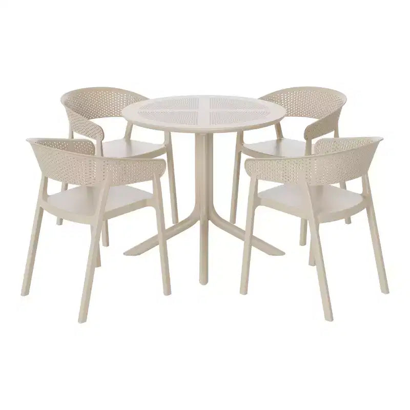 WestinTrends Playa, set da pranzo moderno da 5 pezzi, tavolo rotondo con sedie da pranzo impilabili per patio