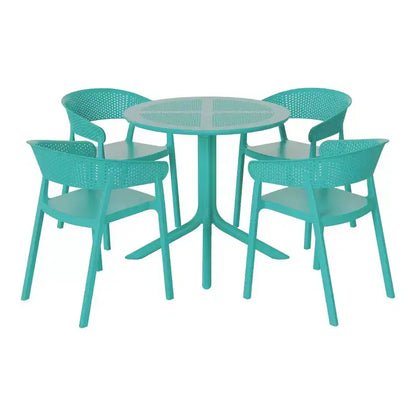 WestinTrends Playa, set da pranzo moderno da 5 pezzi, tavolo rotondo con sedie da pranzo impilabili per patio