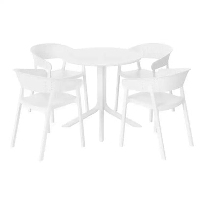 WestinTrends Playa, set da pranzo moderno da 5 pezzi, tavolo rotondo con sedie da pranzo impilabili per patio