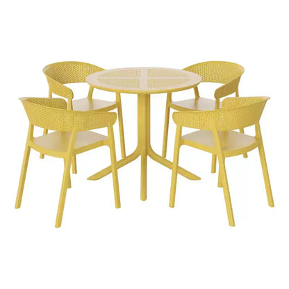 WestinTrends Playa, set da pranzo moderno da 5 pezzi, tavolo rotondo con sedie da pranzo impilabili per patio