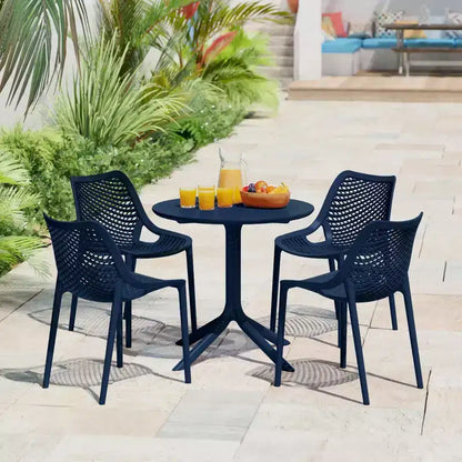 Set da tavolo da pranzo rotondo moderno a 5 pezzi WestinTrends Playa con sedie da pranzo impilabili per patio