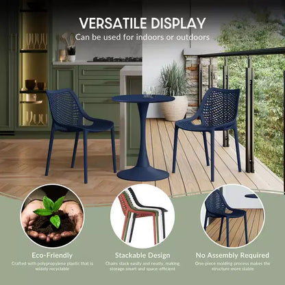 Set da tavolo da pranzo rotondo moderno a 5 pezzi WestinTrends Playa con sedie da pranzo impilabili per patio