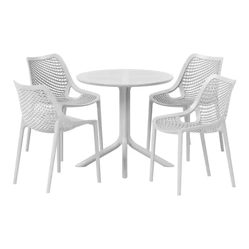 Set da tavolo da pranzo rotondo moderno a 5 pezzi WestinTrends Playa con sedie da pranzo impilabili per patio