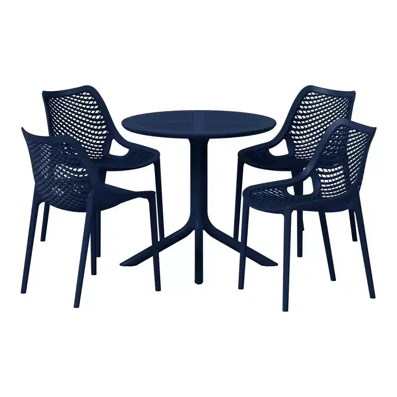 Set da tavolo da pranzo rotondo moderno a 5 pezzi WestinTrends Playa con sedie da pranzo impilabili per patio