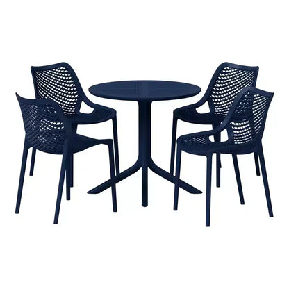Set da tavolo da pranzo rotondo moderno a 5 pezzi WestinTrends Playa con sedie da pranzo impilabili per patio