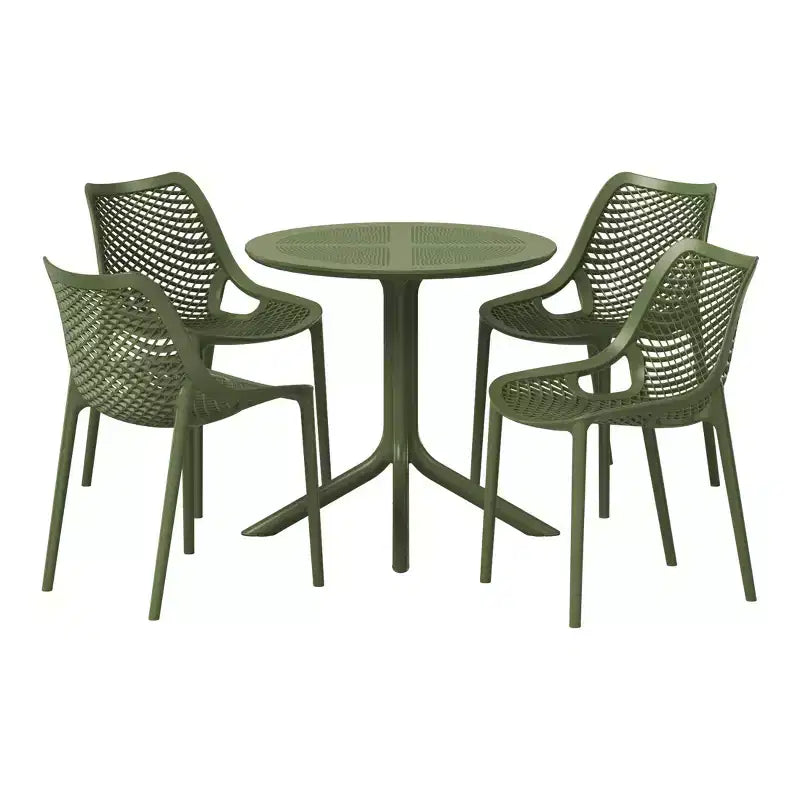 Set da tavolo da pranzo rotondo moderno a 5 pezzi WestinTrends Playa con sedie da pranzo impilabili per patio