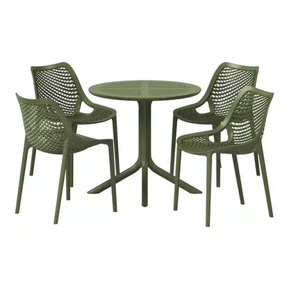 Set da tavolo da pranzo rotondo moderno a 5 pezzi WestinTrends Playa con sedie da pranzo impilabili per patio