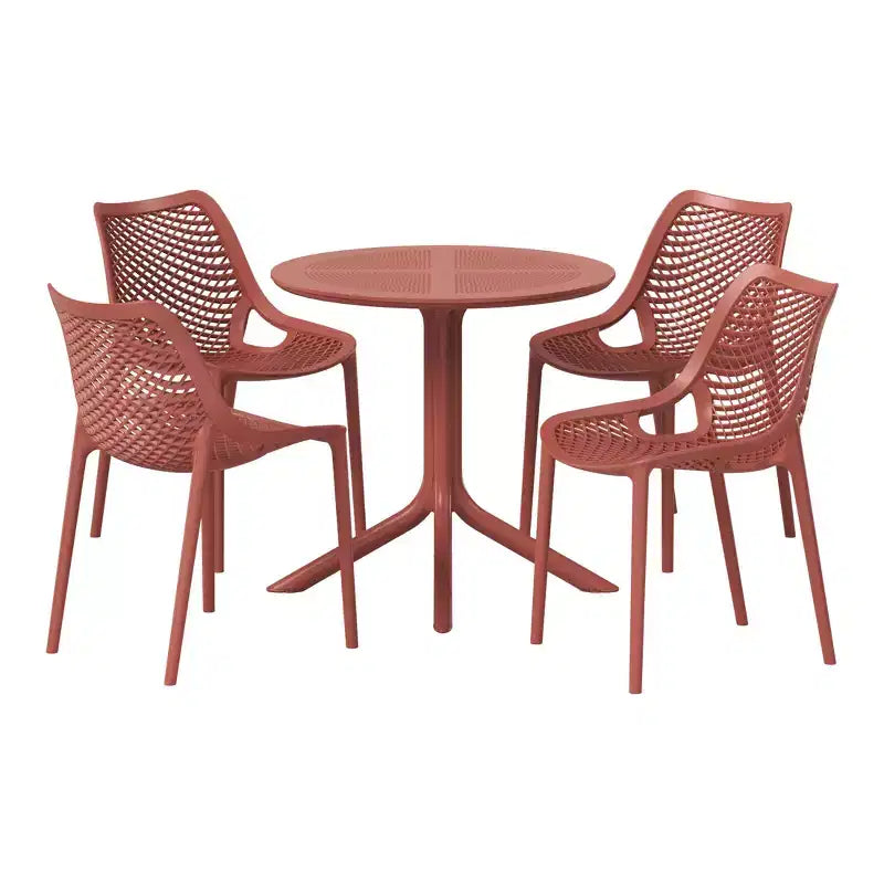 Set da tavolo da pranzo rotondo moderno a 5 pezzi WestinTrends Playa con sedie da pranzo impilabili per patio