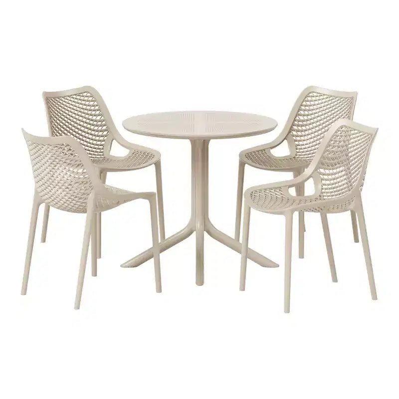 Set da tavolo da pranzo rotondo moderno a 5 pezzi WestinTrends Playa con sedie da pranzo impilabili per patio
